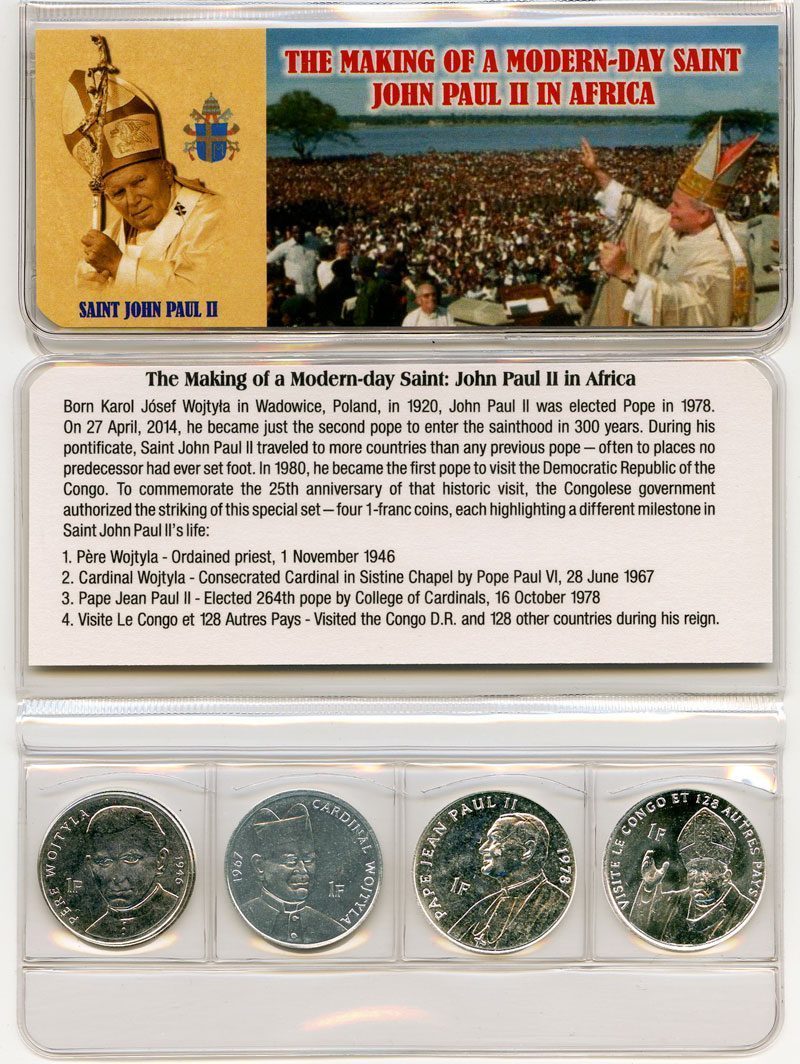 Saint John Paul II Four Coins of the Congo - front