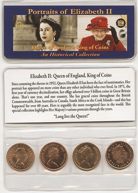 Queen Of England Four Historical Coins - front