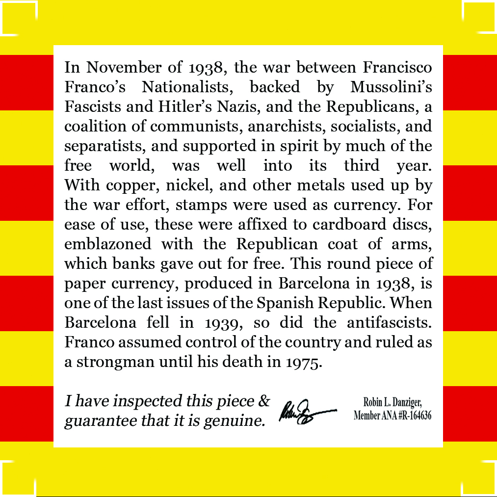 Spanish Civil War: Fall of Barcelona: Last Money of the Republic - detail