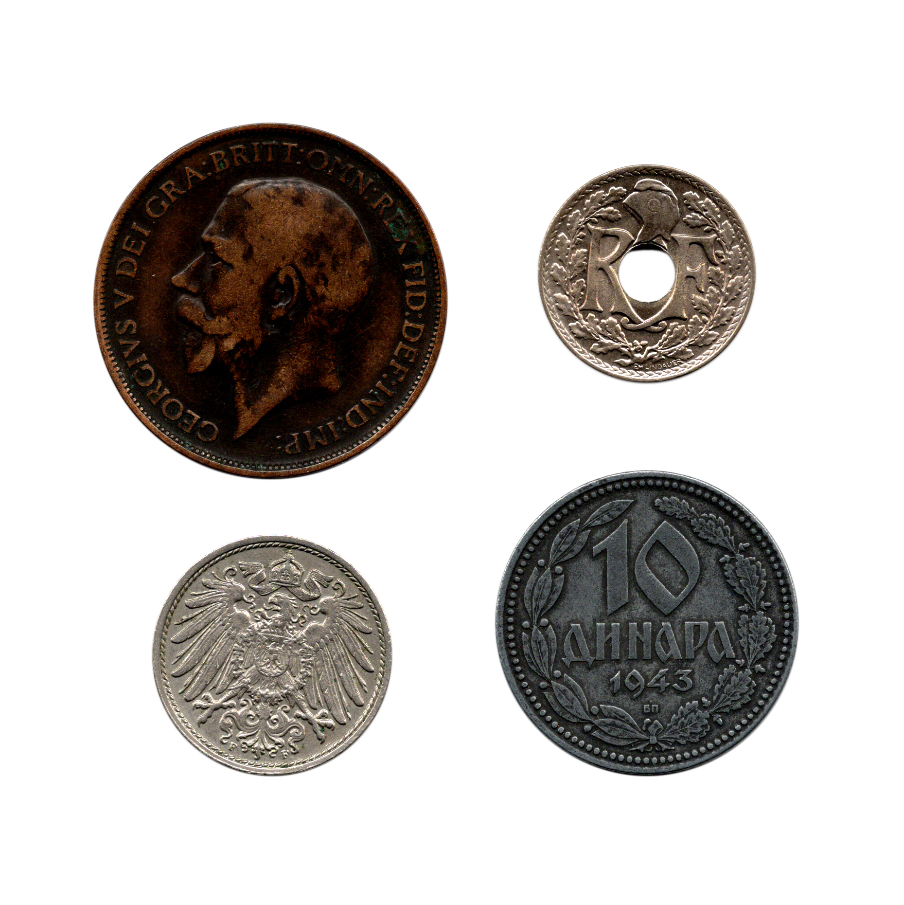 The First World War: Four Coins - detail