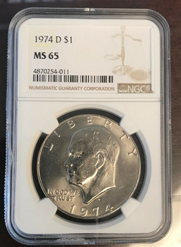 1974 Dollar Coin Eisenhower Dollar Eisenhower Silver Dollar NGC MS65