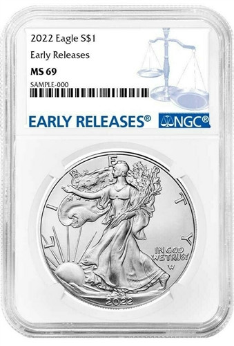 2022 American Silver Eagle NGC MS69 Early Release Blue Label