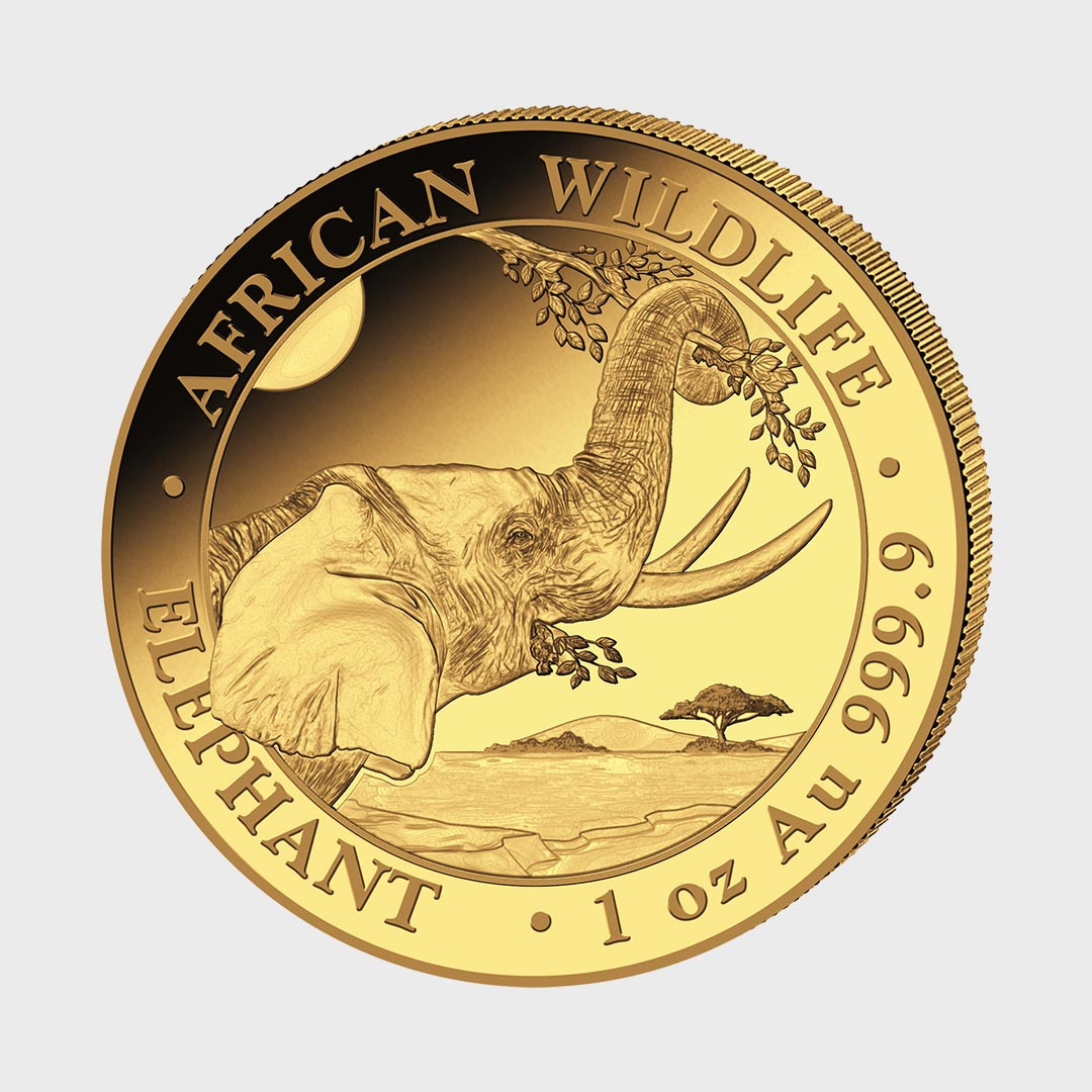 2023 1 OZ GOLD SOMALI AFRICAN WILDLIFE ELEPHANT