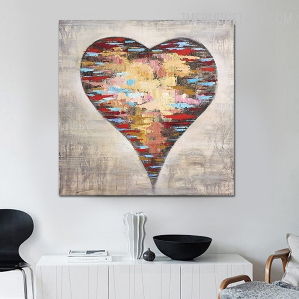 Heart Splash Colourful Abstract Art Handmade Texture Canvas Wall Hanging for Room Drape