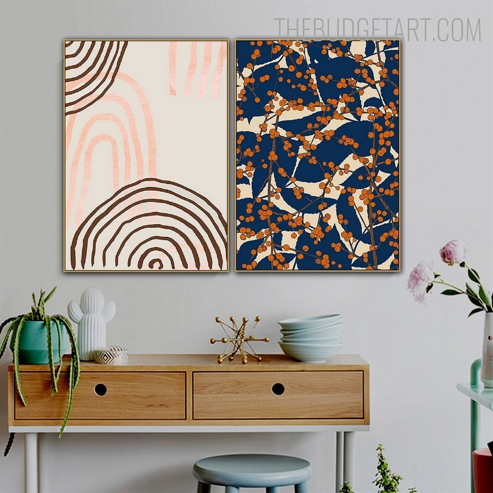 Circuitous Lineament Abstract Geometric Vintage Painting Pic Canvas Print for Room Wall Molding