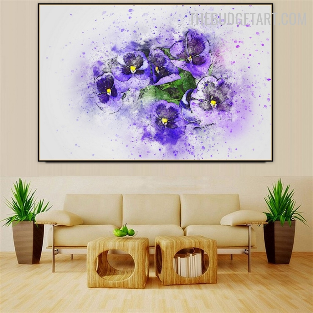 Motley Floret Flowers Abstract Botanical Handmade Texture Wall Art Canvas Done by Artist for Room Moulding