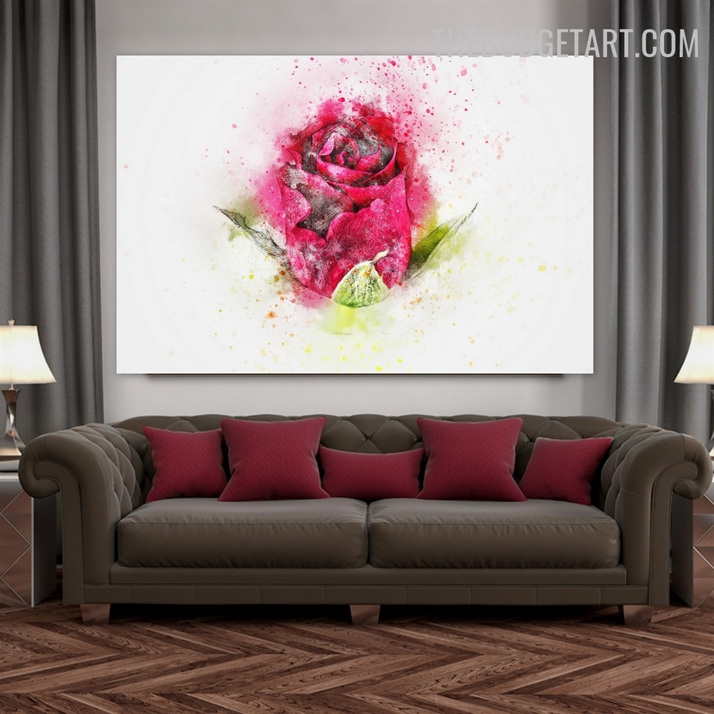 Rose Bloom Flower Abstract Botanical 100% Artist Handmade Acrylic Canvas Painting for Room Wall Equipment