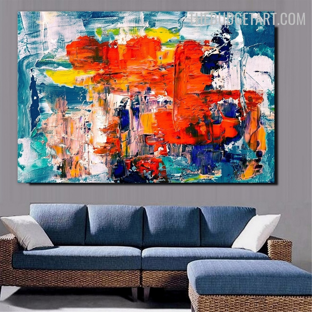 Taints Colourful Handmade Texture Canvas Abstract Contemporary Art for Room Wall Drape