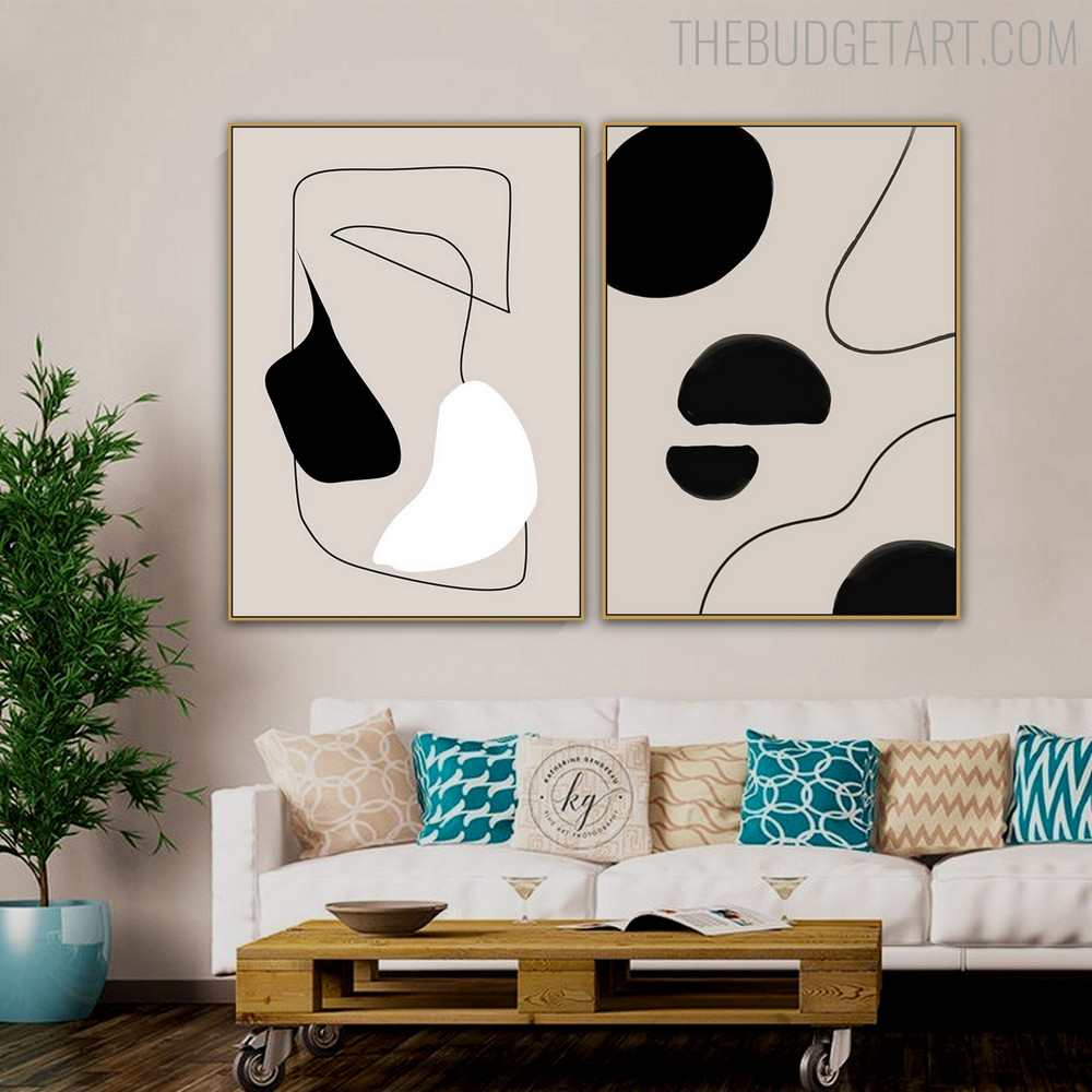 Curvy Speck Abstract Geometric Modern Painting Picture Canvas Print for Room Wall Illumination