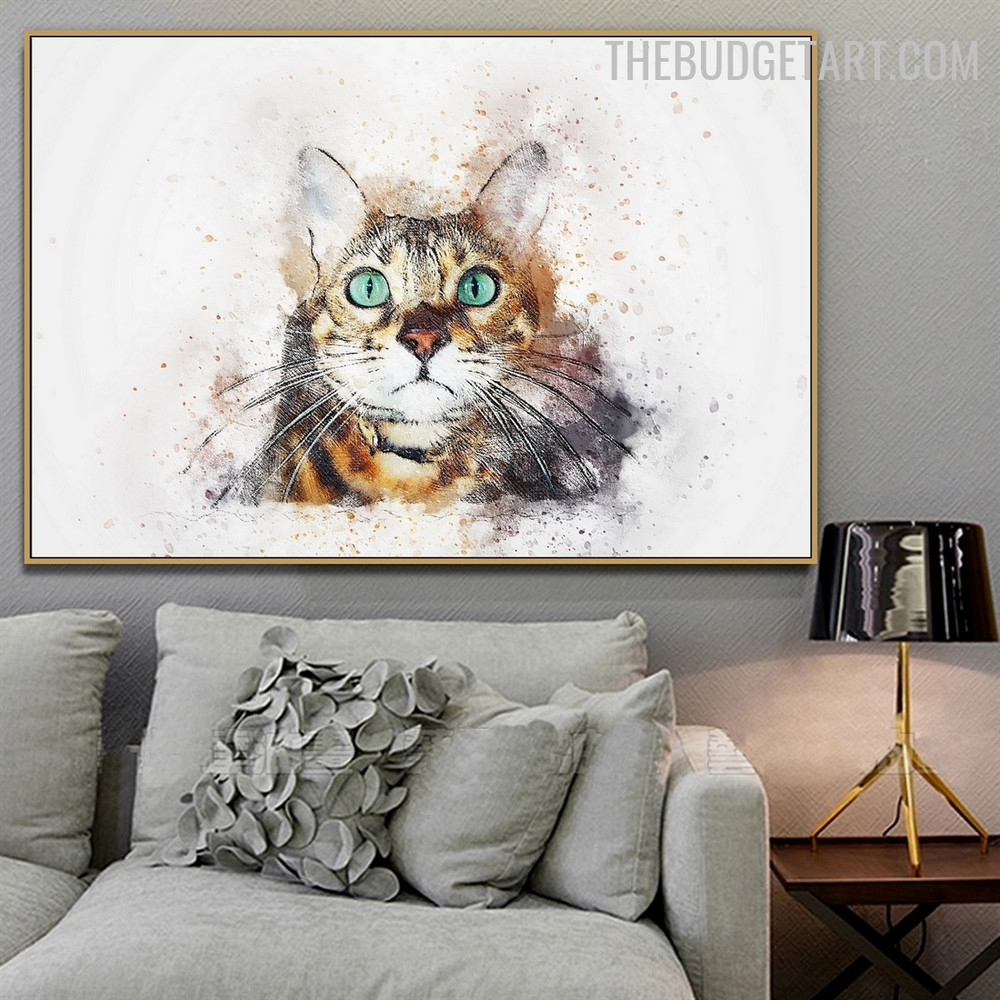Blur Cat Spot Handmade Acrylic Canvas Abstract Animal Wall Art for Room Flourish