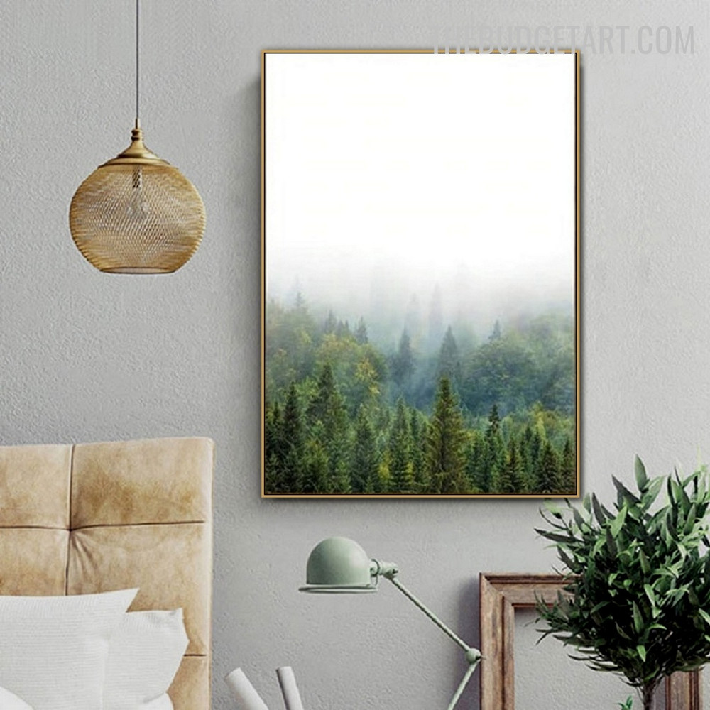 Forest Landscape Painting Portrait Canvas Print for Room Wall Finery