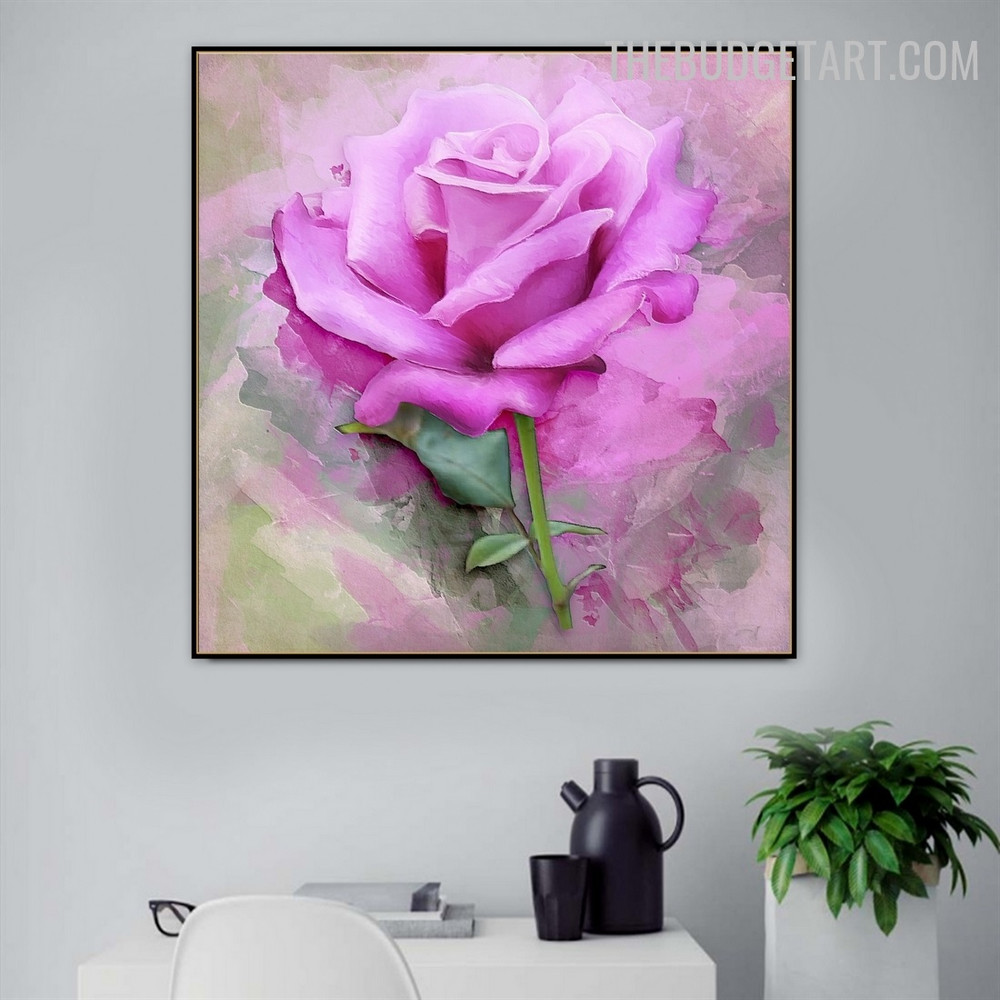 Rose Leaf Artist 100% Handmade Abstract Floret Acrylic Texture Canvas Artwork for Room Wall Adornment