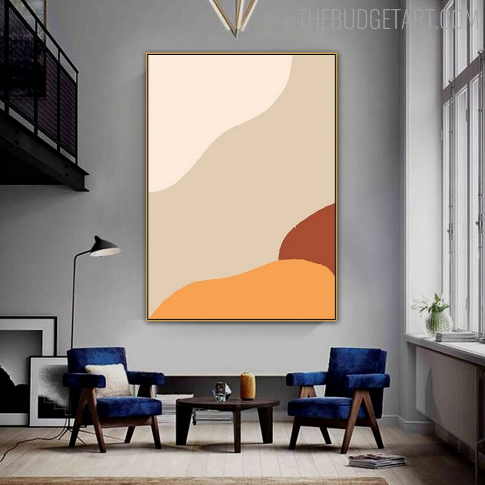 Curved Splodge Abstract Scandinavian Modern Painting Picture Canvas Print for Room Wall Arrangement