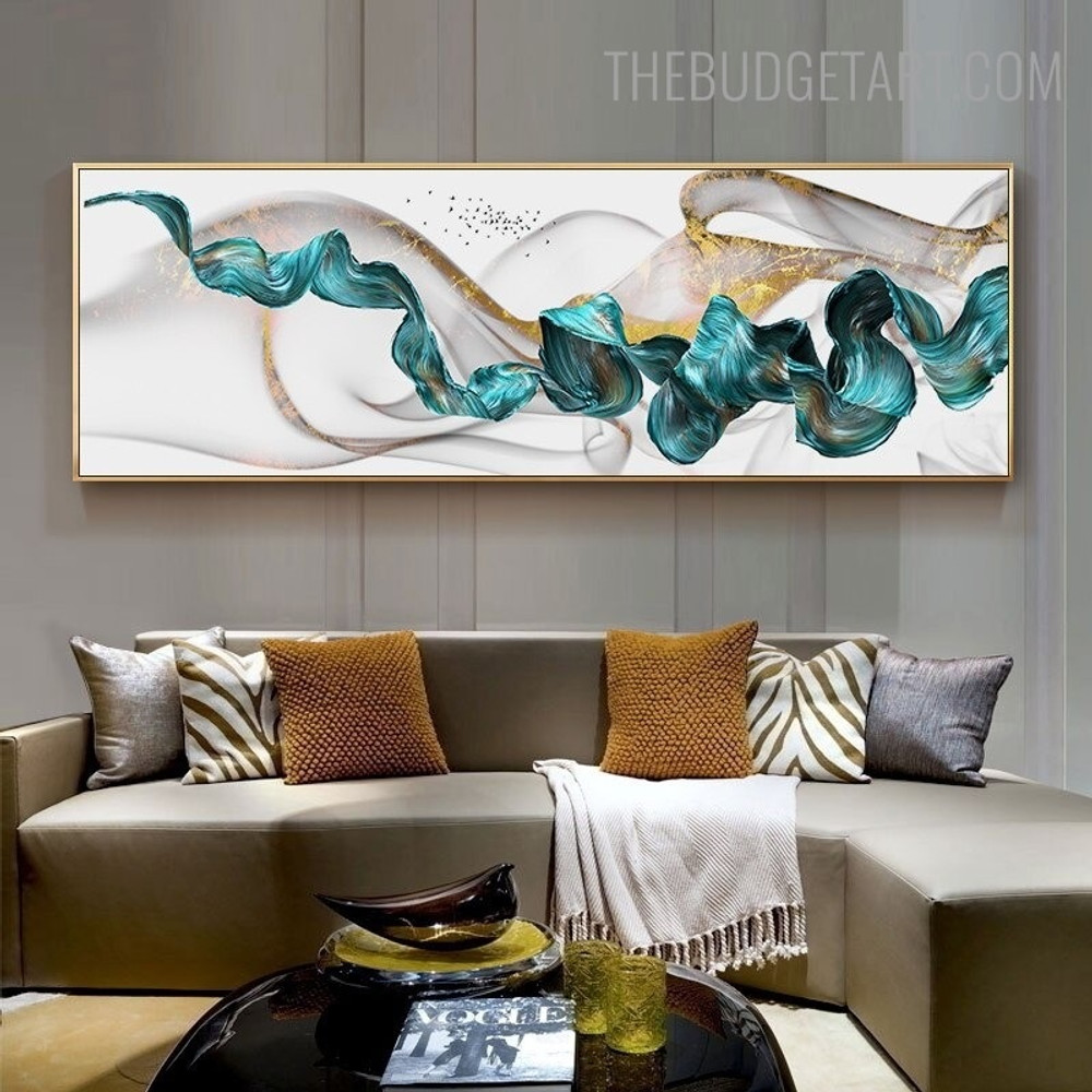 Curved Brush Abstract Modern Artwork Photo Canvas Print for Wall Adornment