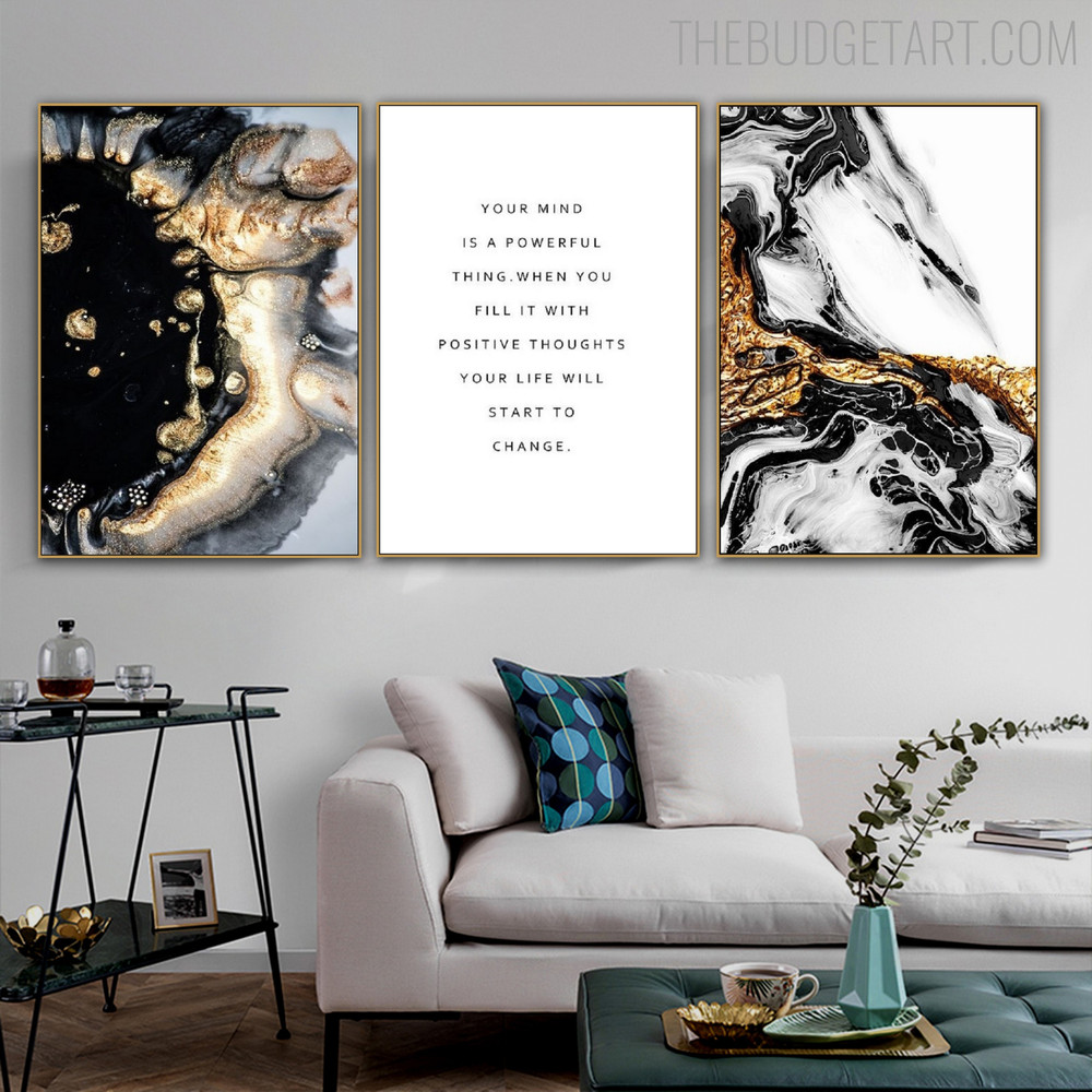 Convoluted Flecks Abstract Marble Modern Painting Picture Canvas Print for Room Wall Décor