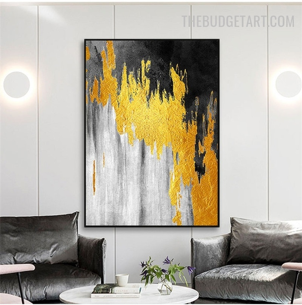 Motley Smudge Handmade Acrylic Canvas Abstract Modern Painting for Room Wall Finery