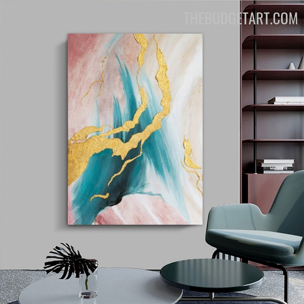 Wiggly Splash Handmade Acrylic Texture Canvas Abstract Contemporary Wall Artwork Done By Artist for Room Adornment
