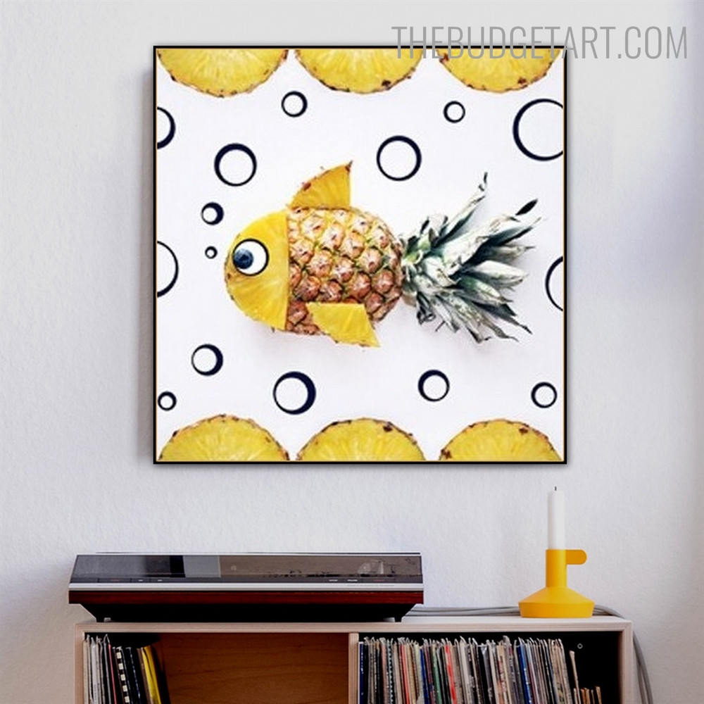 Pineapple Fish Creative Artwork Portrait Canvas Print for Room Wall Decor