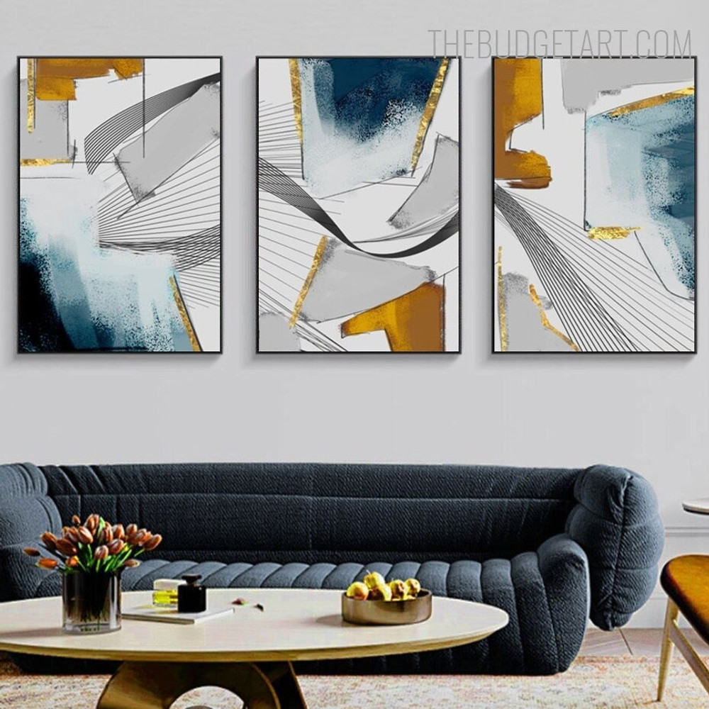 Sinuous Lines Abstract Contemporary Painting Picture Canvas Print for Room Wall Garnish