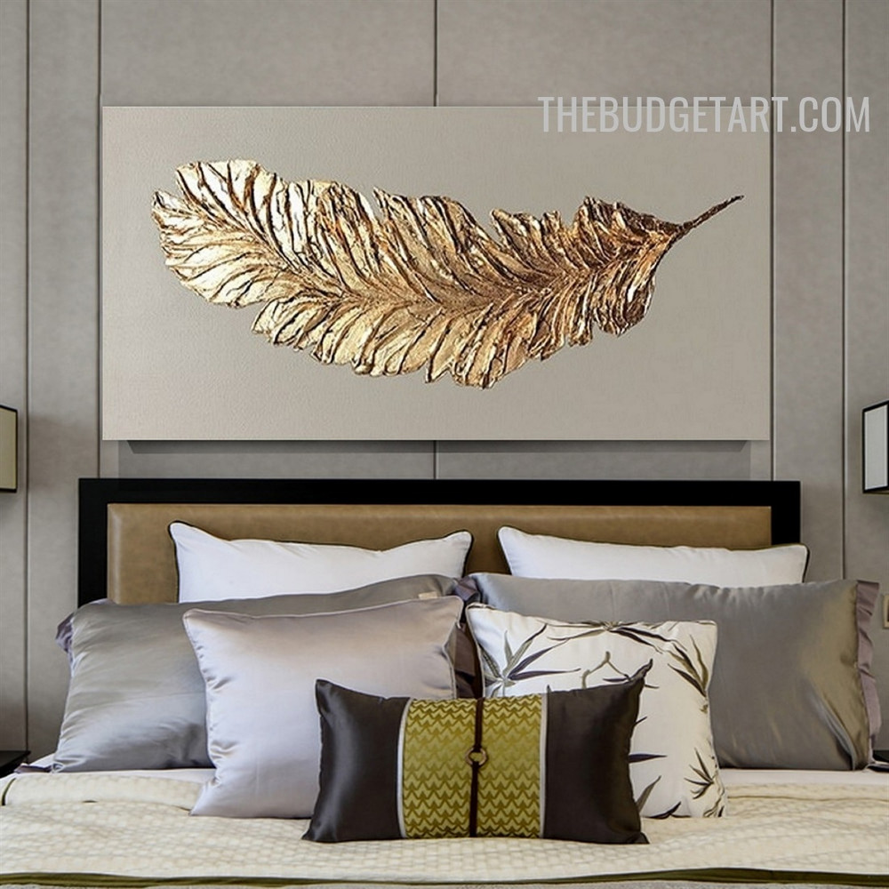 Golden Fin Handmade Abstract Contemporary Palette Artwork on Canvas for Wall Hanging Onlay