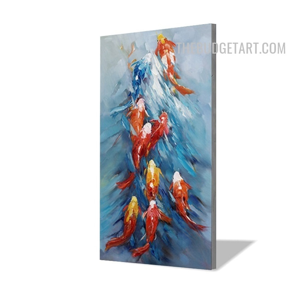 Colorific Fishes Handmade Palette Canvas Painting Abstract Animal Wall Art for Room Ornament