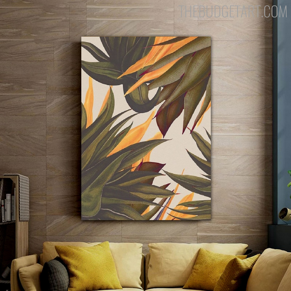 Tropic Leaf Abstract Botanical Modern Painting Picture Canvas Print for Room Wall Tracery