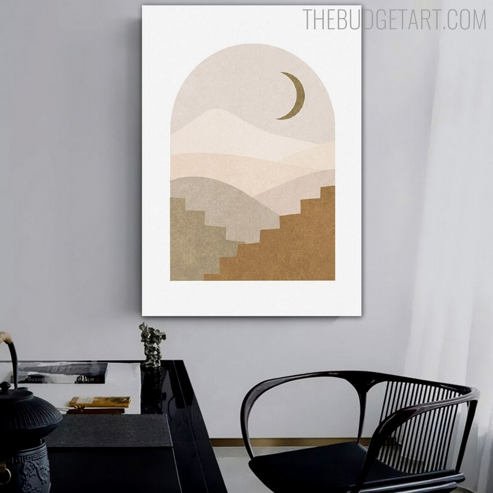 Hills Abstract Scandinavian Vintage Painting Picture Canvas Print for Room Wall Equipment