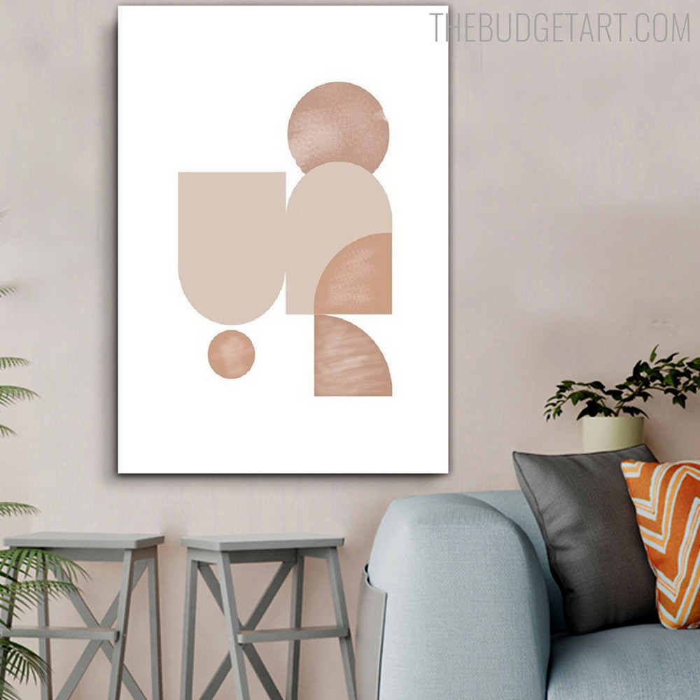 Rounded Abstract Scandinavian Modern Painting Picture Canvas Print for Room Wall Garnish