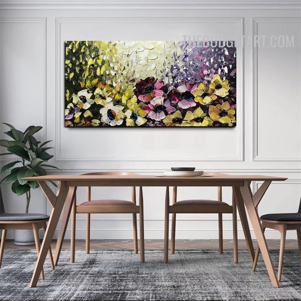 Colorific Flowers Spots Handmade Palette Abstract Floret Wall Artwork Done By Artist for Room Disposition