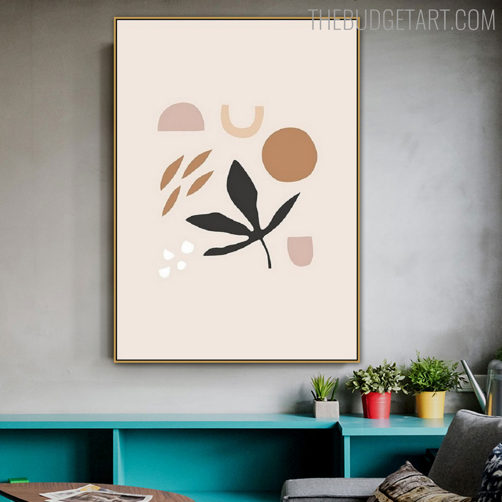 Leafage Abstract Geometric Scandinavian Modern Painting Picture Canvas Print for Room Wall Garnish
