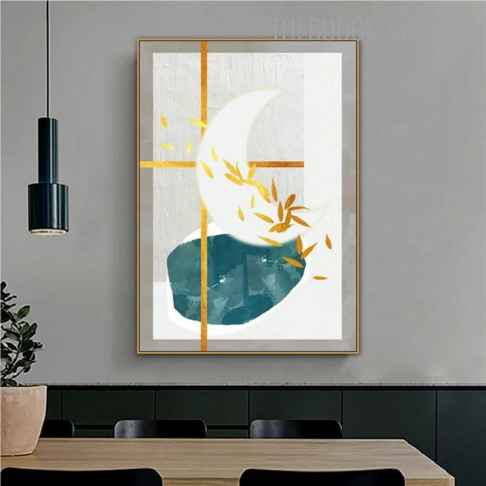 Moon Leaves Abstract Nordic Artwork Picture Canvas Print for Room Wall Assortment