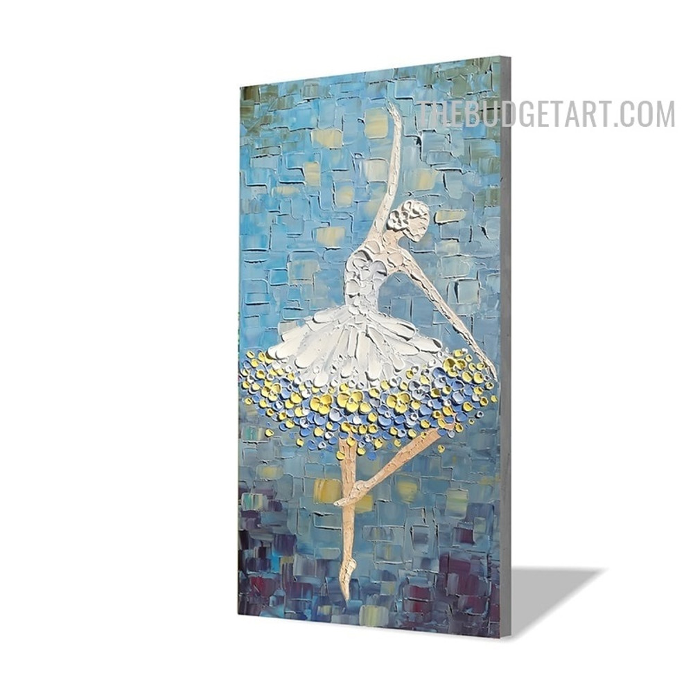 Ballet Dancer Circles Handmade Abstract Contemporary Palette Canvas Painting for Room Wall Molding