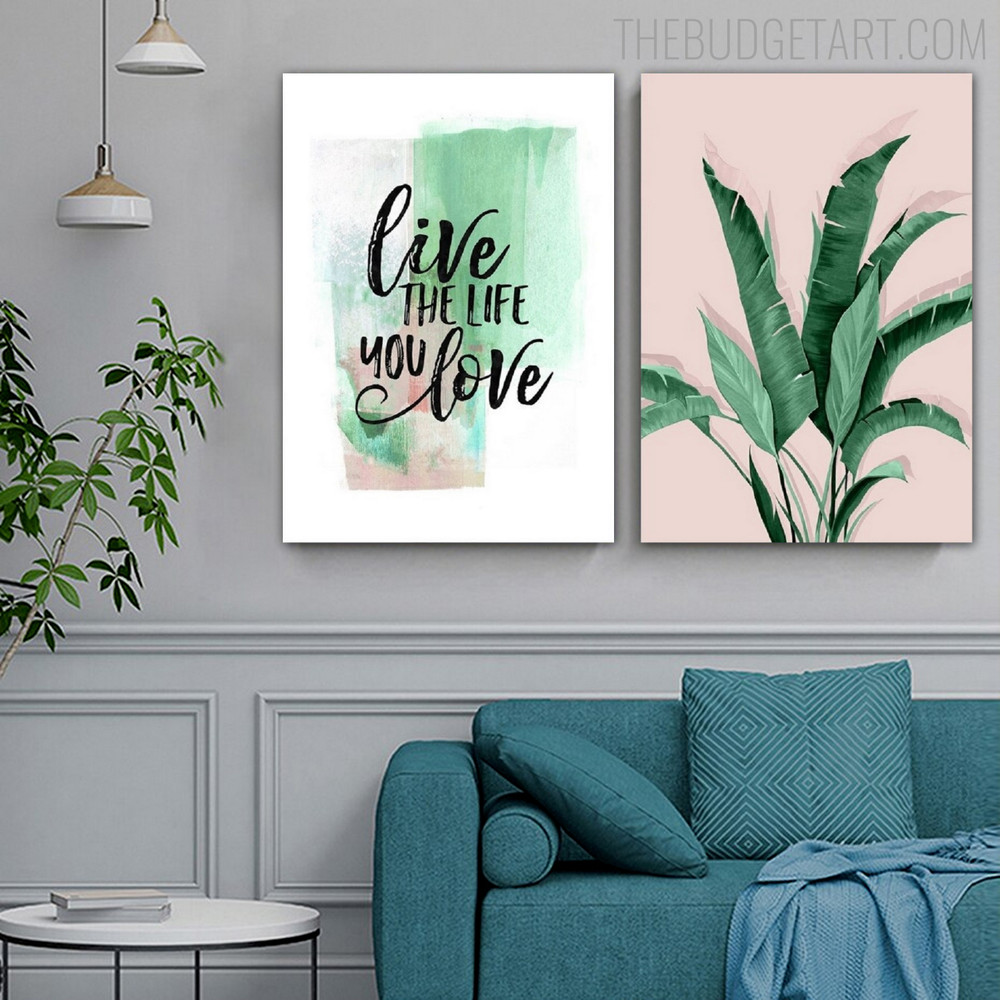 Leaves Abstract Typography Modern Painting Picture Canvas Print for Room Wall Garniture