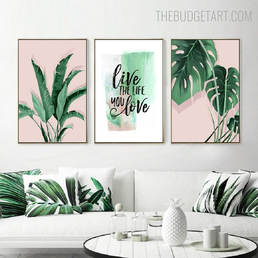 Banana Monstera Leaves Abstract Floral Modern Painting Picture Canvas Print for Room Wall Outfit