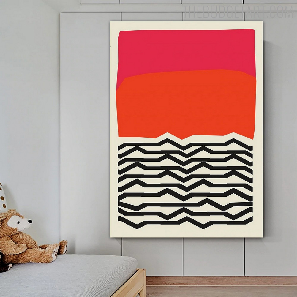 Zigzag Streak Abstract Geometric Modern Painting Picture Canvas Print for Room Wall Molding