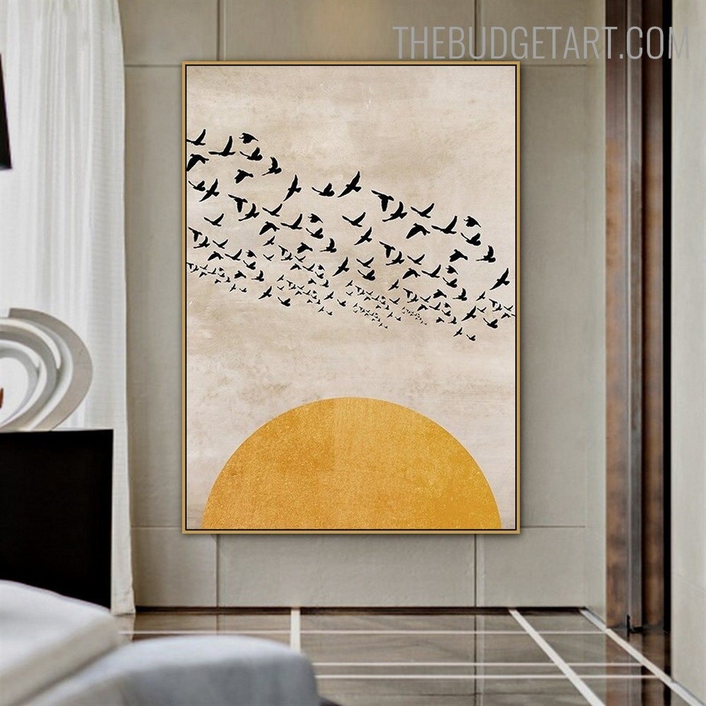 Birds Group Naturescape Scandinavian Painting Photo Canvas Print for Room Wall Drape
