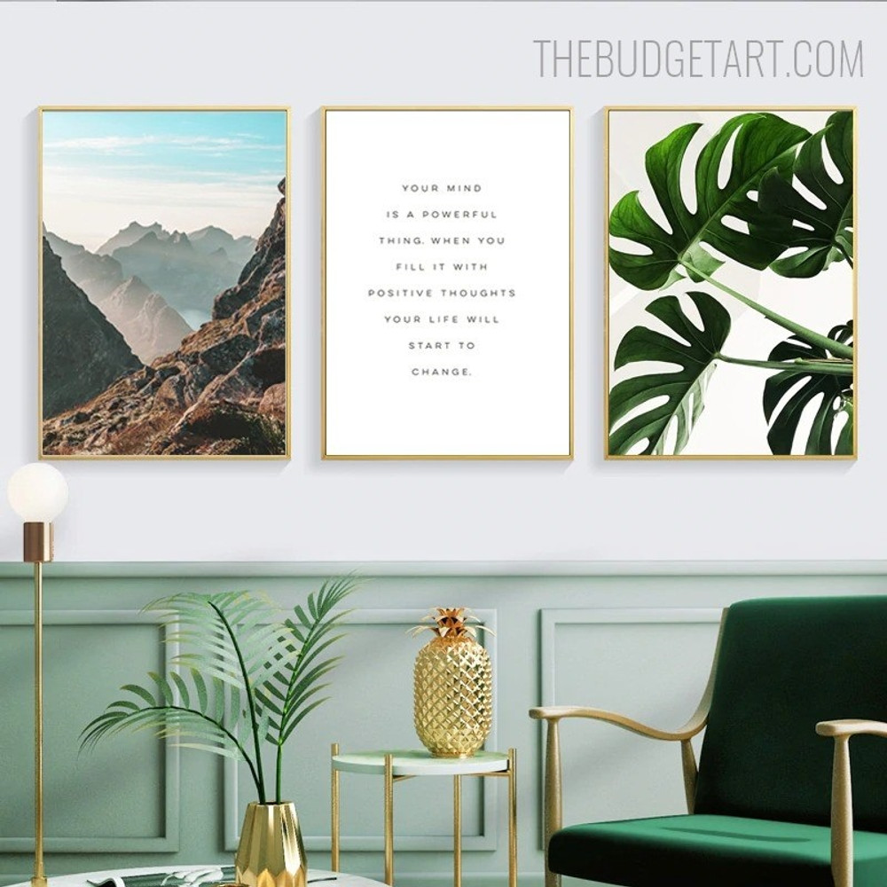 Tropical Monstera Leaf Abstract Botanical Modern Painting Picture Canvas Print for Room Wall Flourish