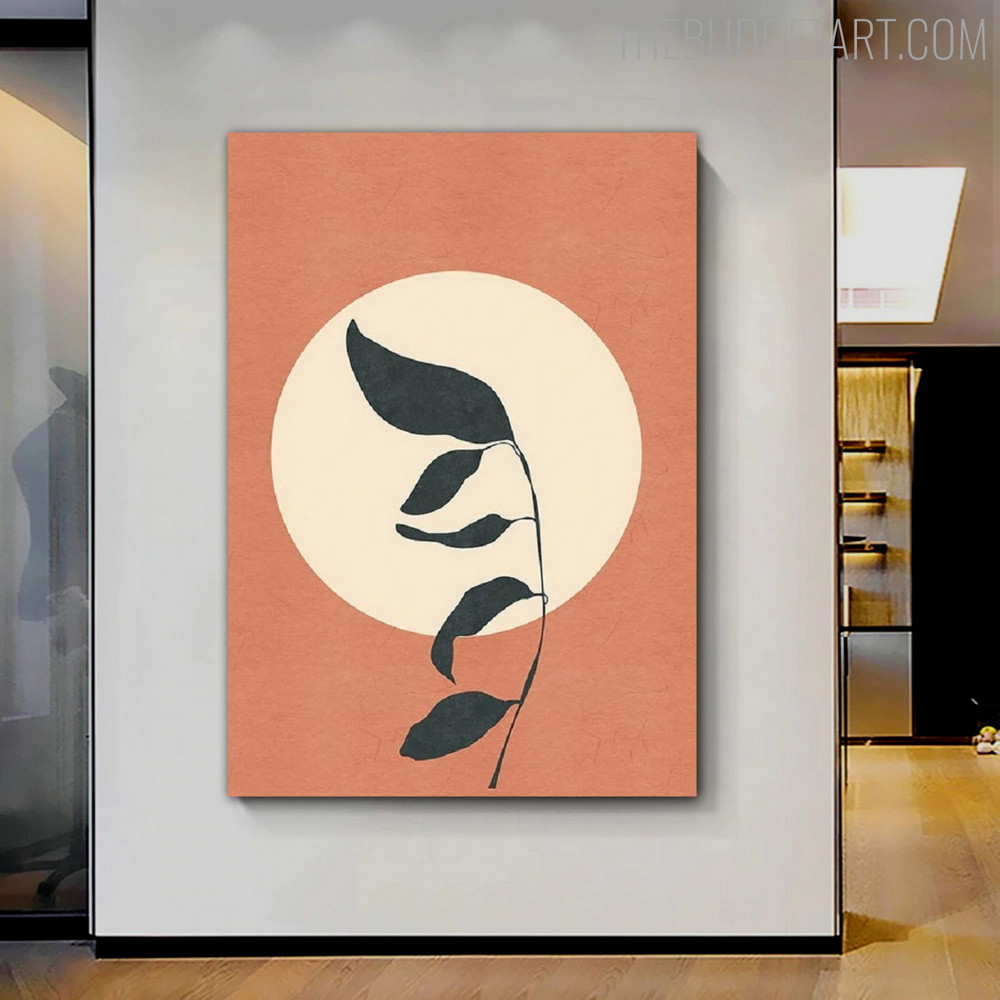 Circular With Leaf Abstract Geometric Scandinavian Modern Painting Picture Canvas Print for Room Wall Disposition