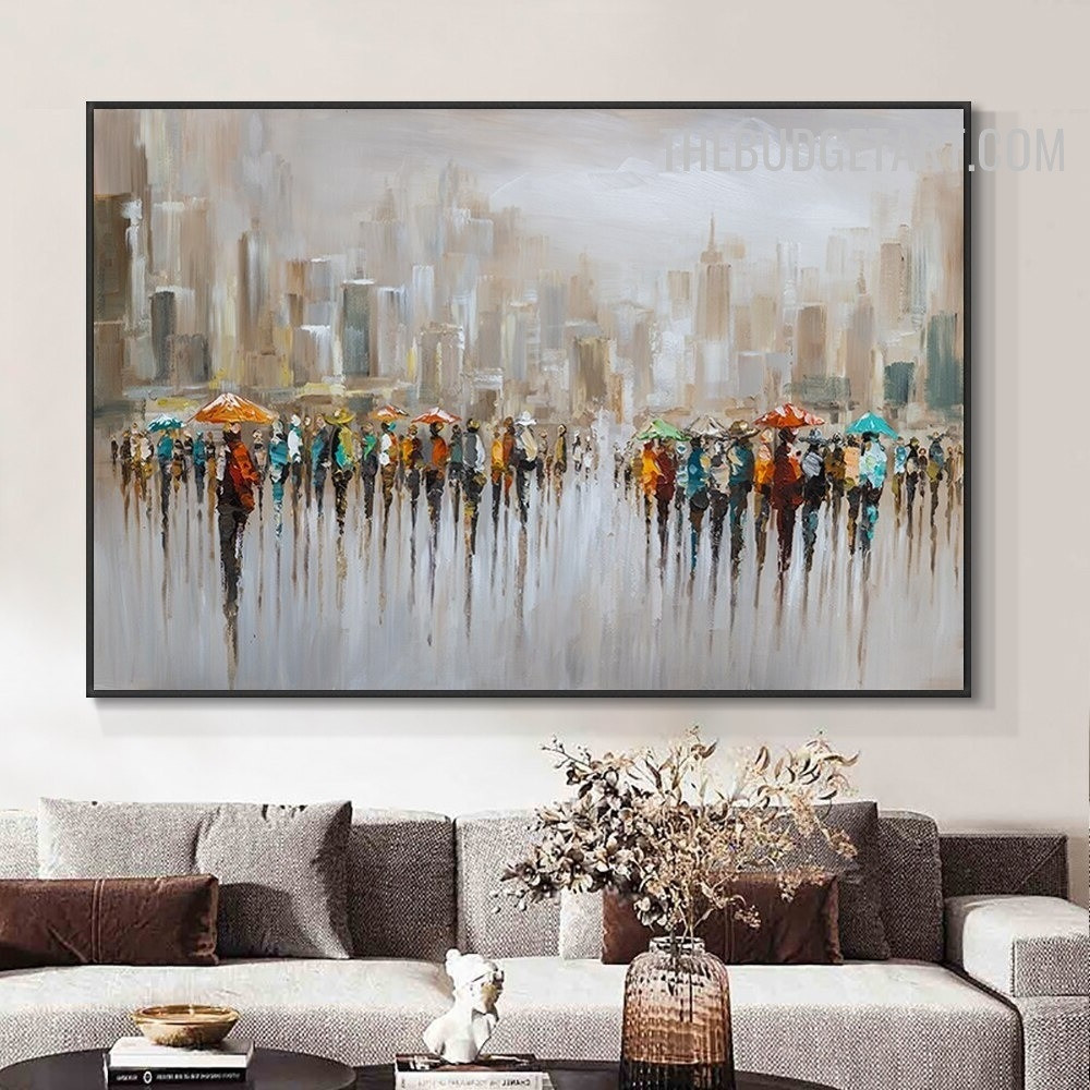 Human Being Dress Abstract Landscape Handmade Palette Art on Canvas Done By Artist for Room Wall Assortment