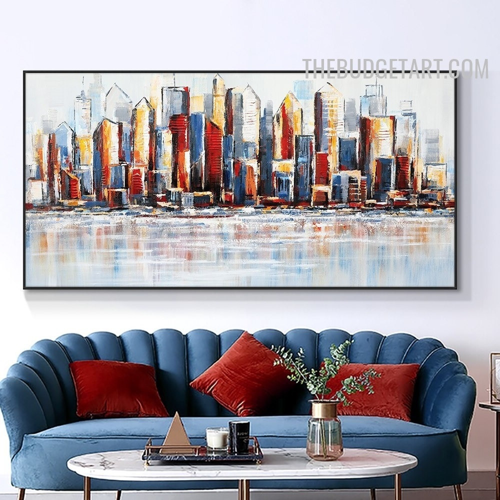 Edifice Smudge water Handmade Acrylic Canvas Abstract Modern Painting for Room Wall Finery