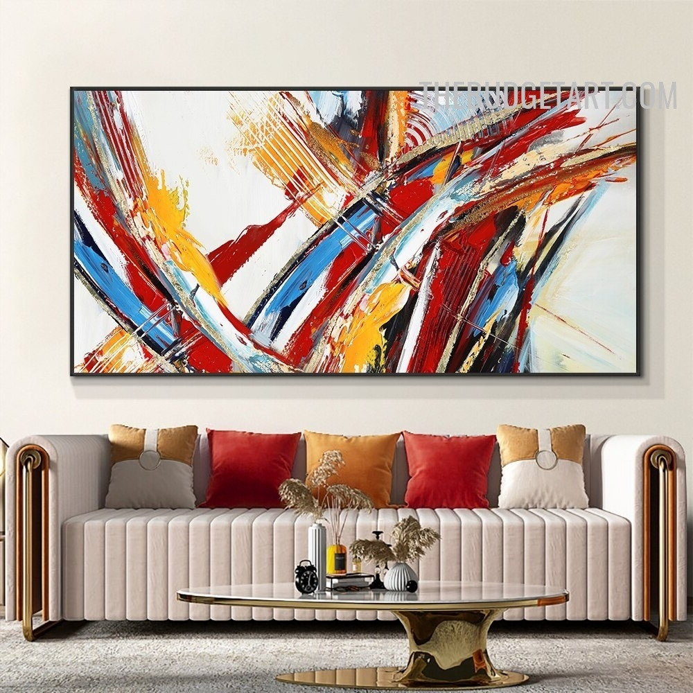 Hued Tarnish Spots Handmade Acrylic Abstract Contemporary Painting on Canvas for Wall Room Disposition