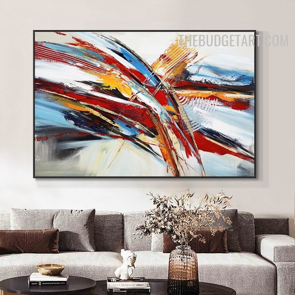 Hued Splodge 100% Artist Handmade Abstract Contemporary Acrylic Texture Canvas Painting for Room Wall Getup
