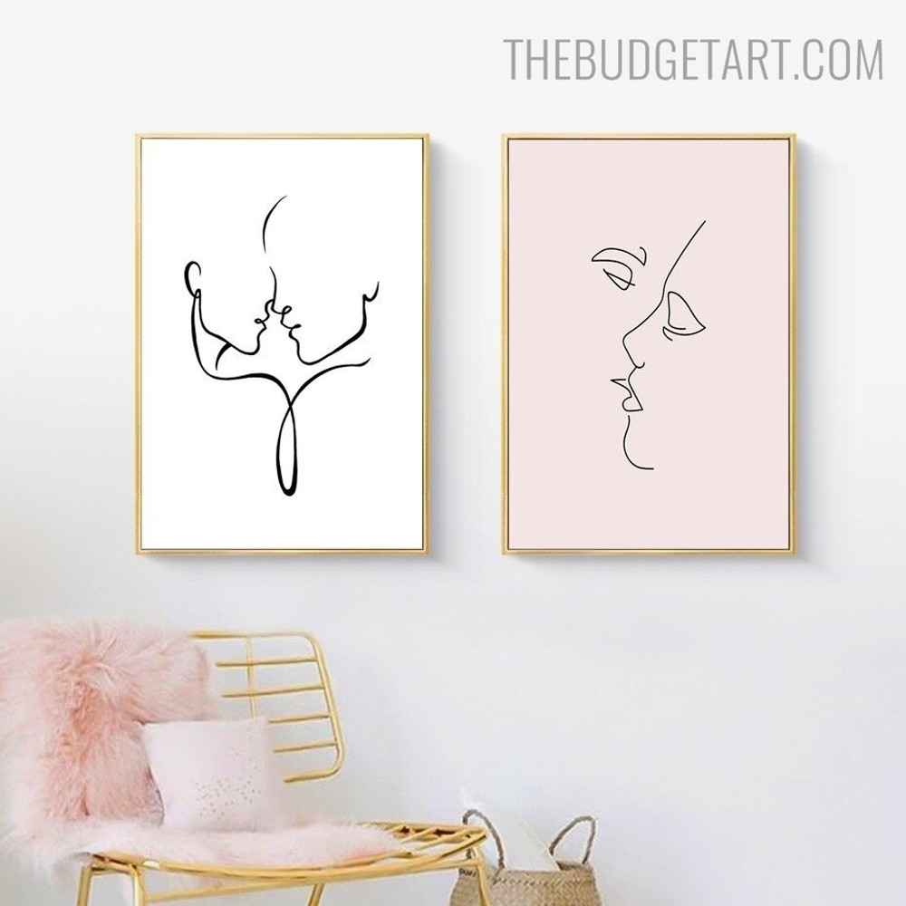 Osculation Abstract Minimalist Scandinavian Artwork Pic Canvas Print for Room Wall Adornment