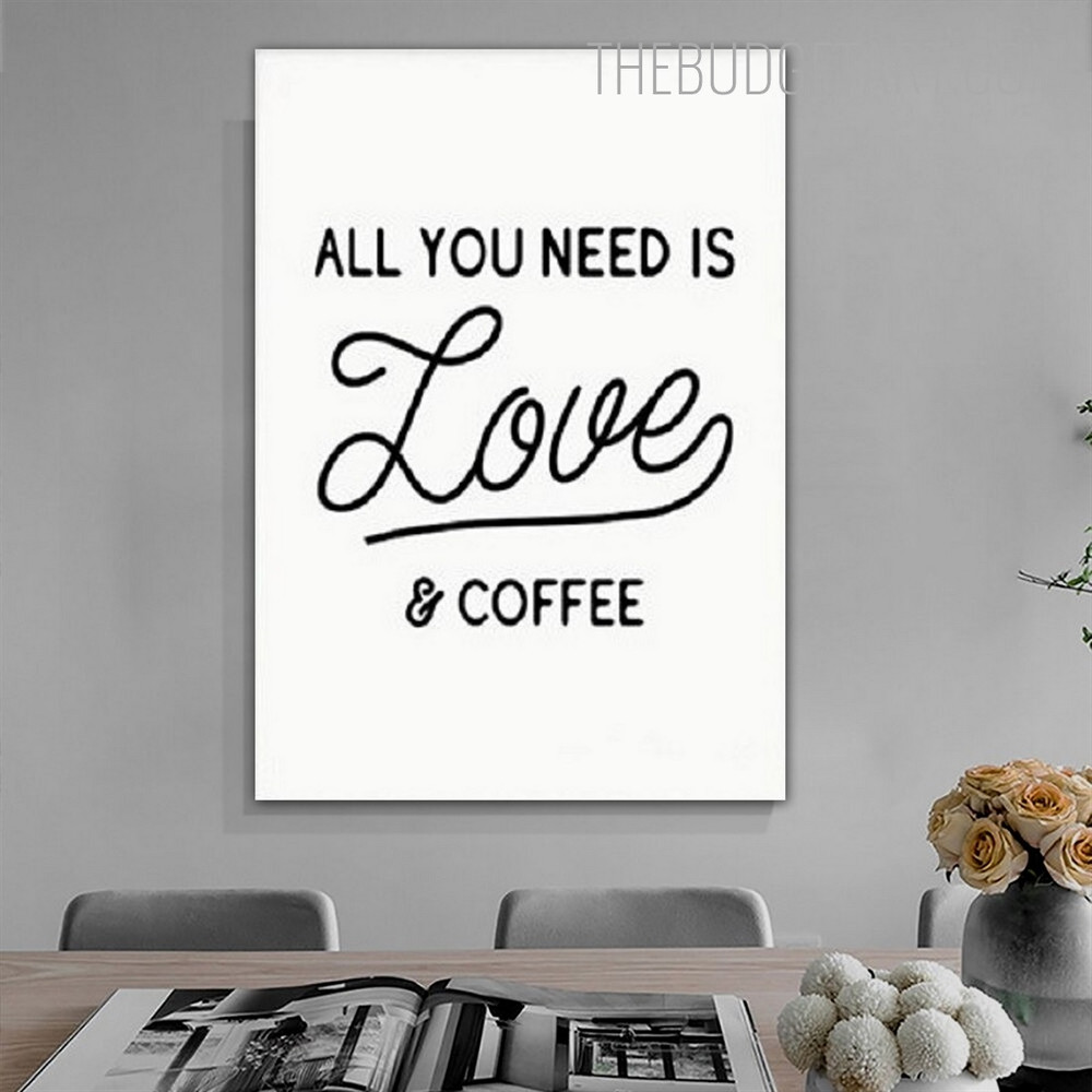 Love & Coffee Typography Quotes Contemporary Painting Picture Canvas Print for Room Wall Molding