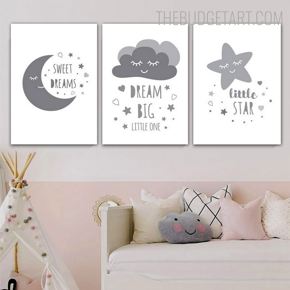 Dream Kids Typography Quotes Modern Painting Image Canvas Print for Room Wall Décor 
