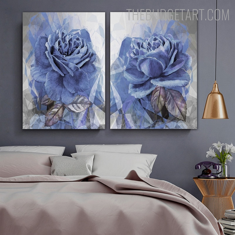 Roseate Leaf Abstract Floral Vintage Painting Image Canvas Print for Room Wall Trimming