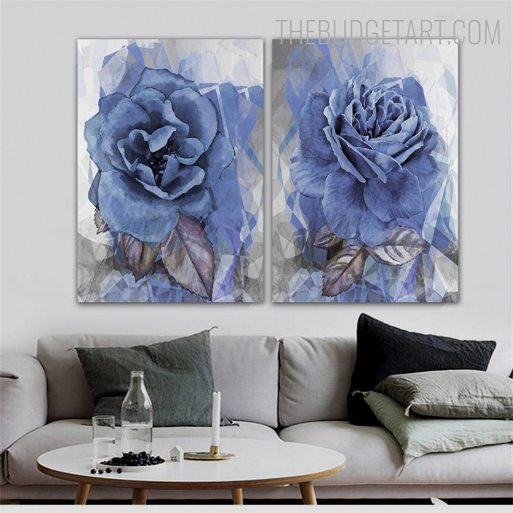 Rosebush Leaflet Abstract Floral Vintage Painting Image Canvas Print for Room Wall Outfit
