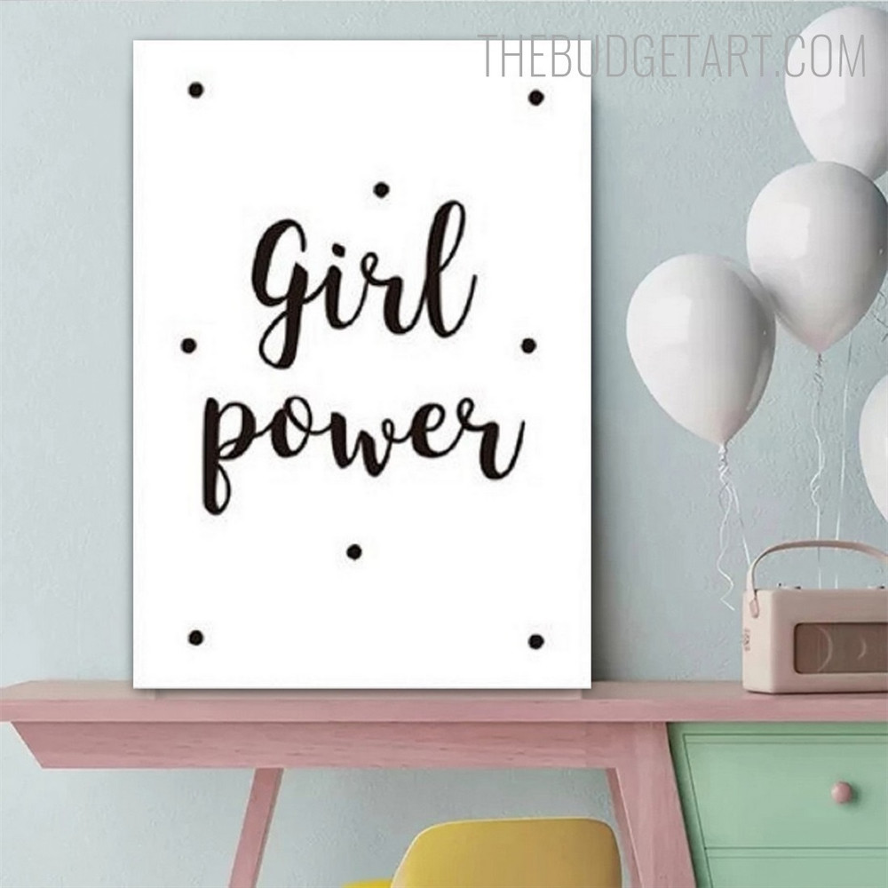 Girl Power Typography Quotes Modern Painting Image Canvas Print for Room Wall Flourish