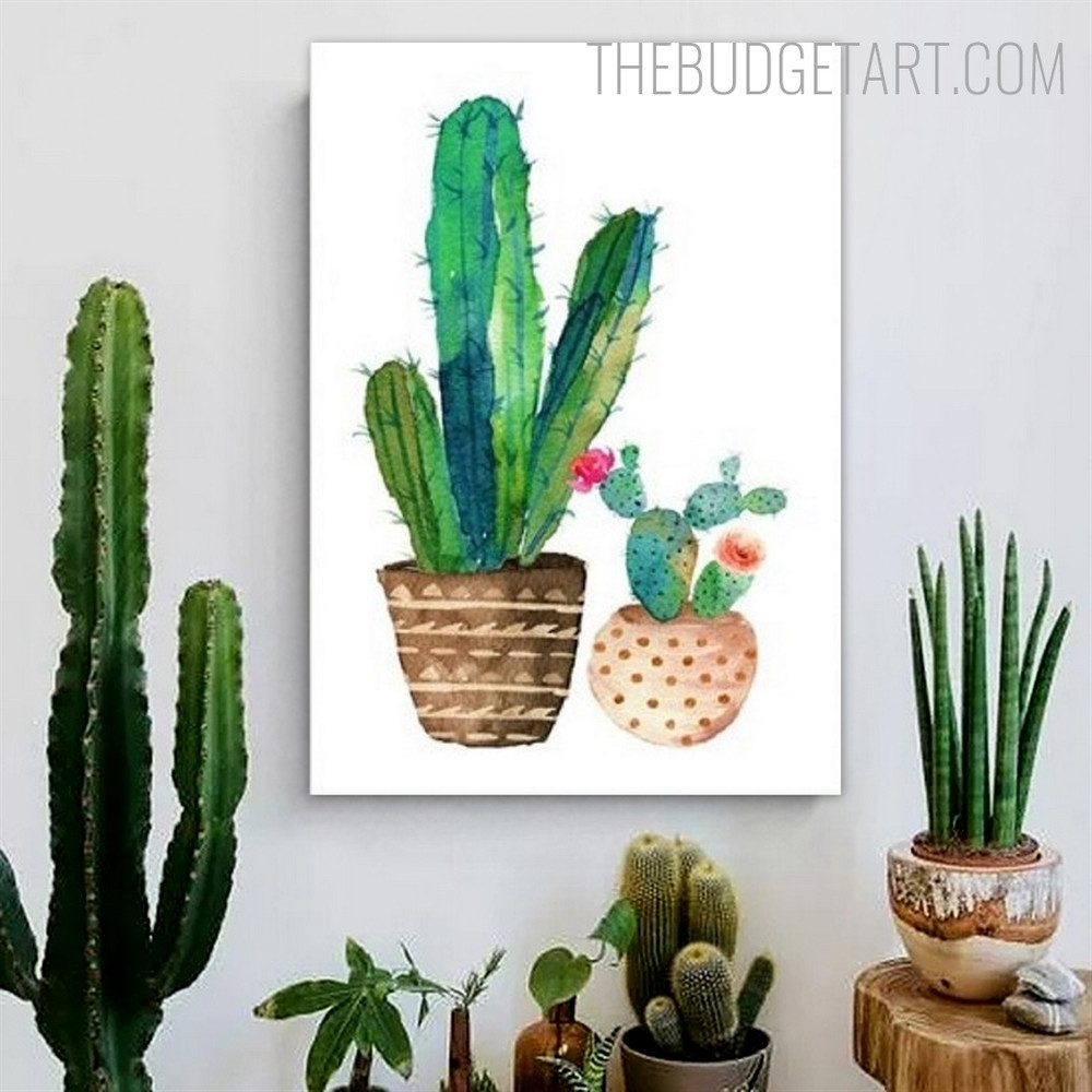 Cactus Sapling Watercolor Modern Painting Picture Canvas Print for Room Wall Embellishment