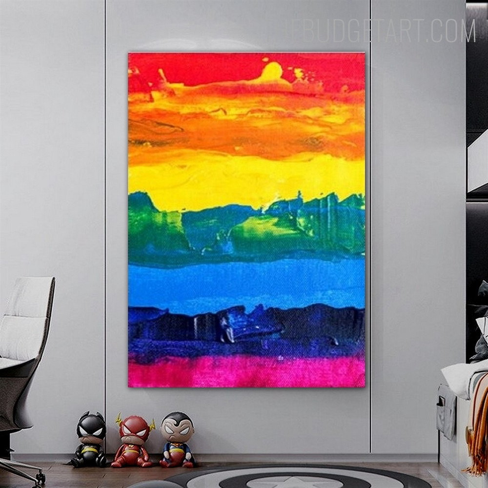 Motley Inked Abstract Modern Painting Picture Canvas Print for Room Wall Decoration